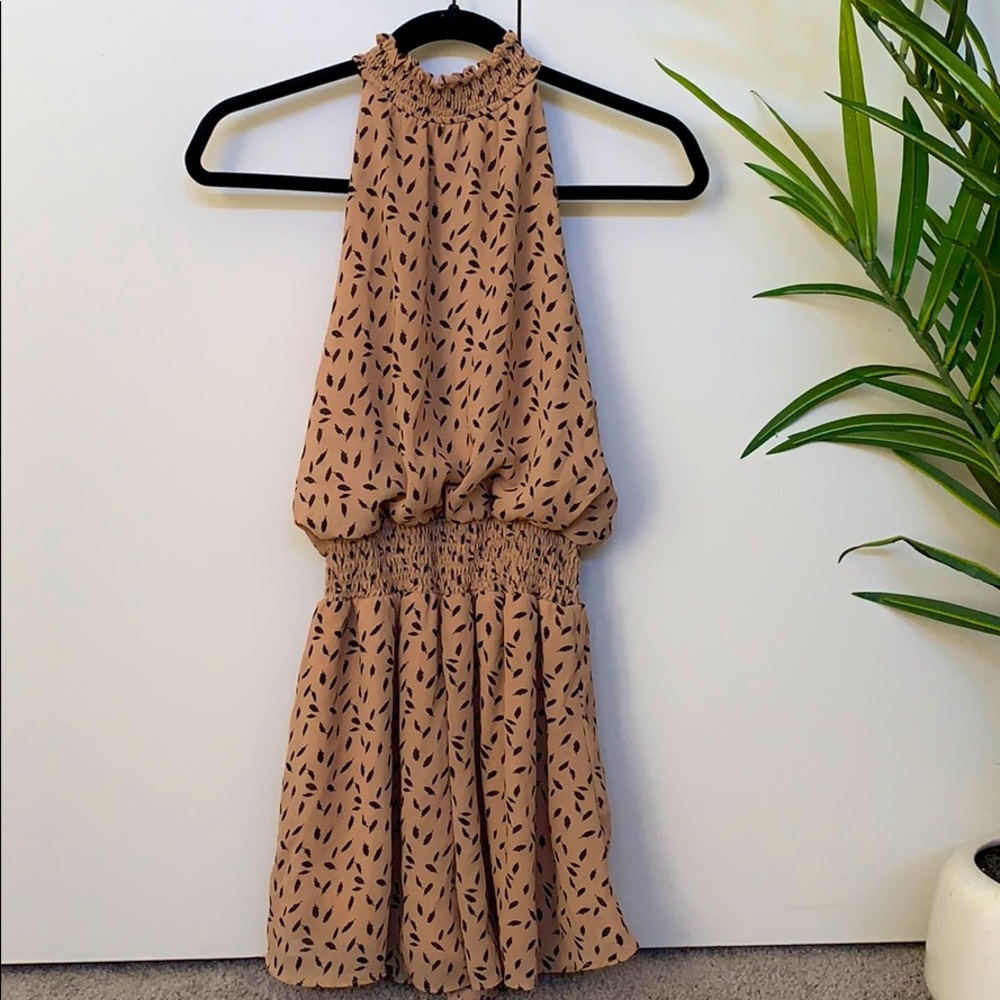 High neck taupe romper